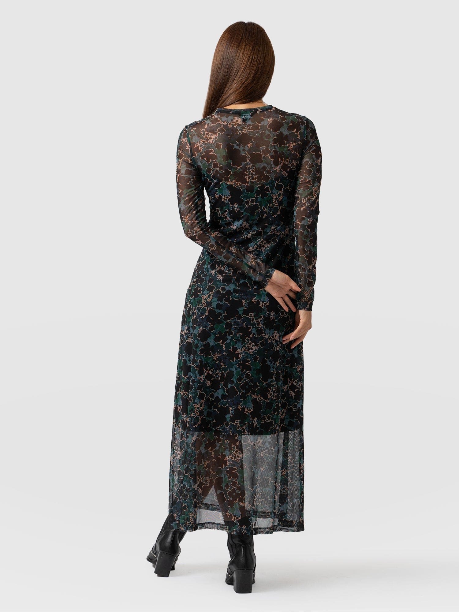 Runway Mesh Dress Green Twilight Floral Women s Dresses Saint