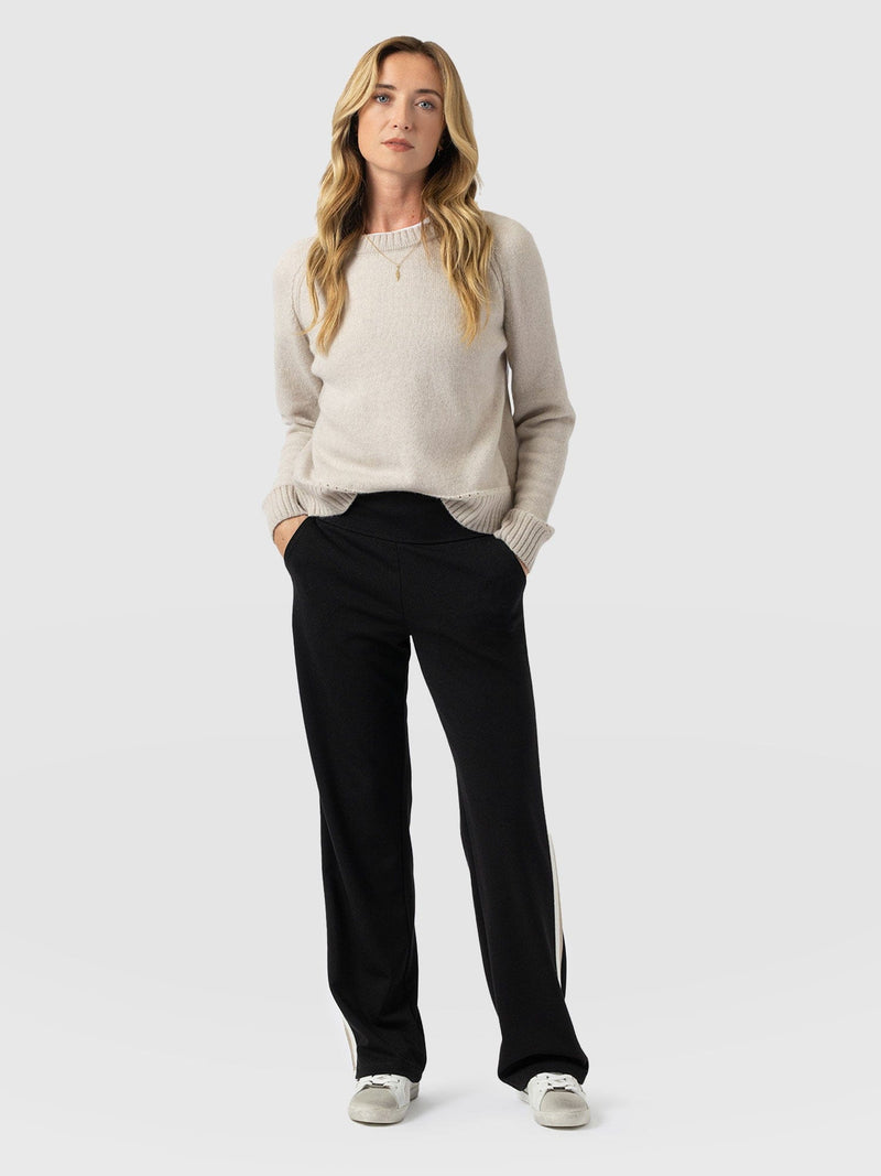 Runway Pant - Black - Cream/Beige Stripe
