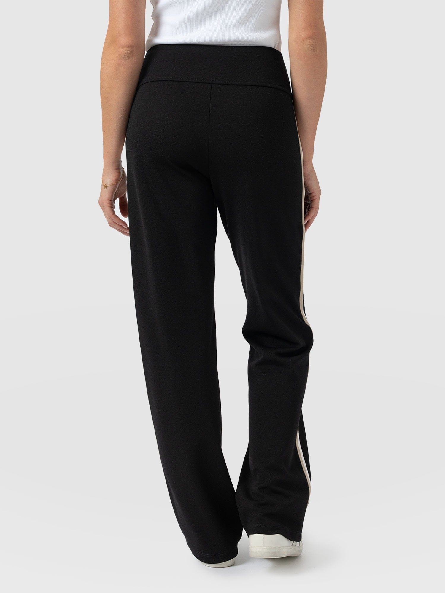 Runway Pant - Black - Cream/Beige Stripe