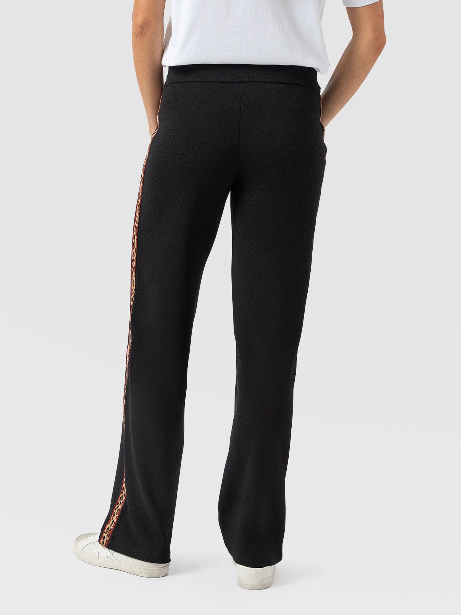 Runway Pant Black Leopard - Women's Trousers | Saint + Sofia® UK