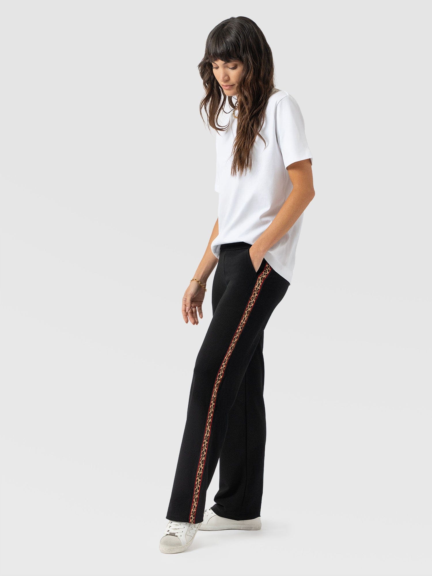 Runway Pant Black Leopard - Women's Trousers | Saint + Sofia® UK