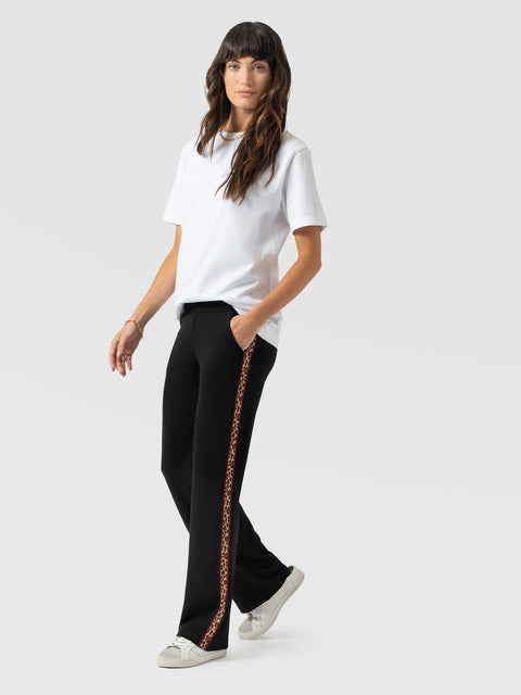 Runway Pant Black Leopard - Women's Trousers | Saint + Sofia® UK
