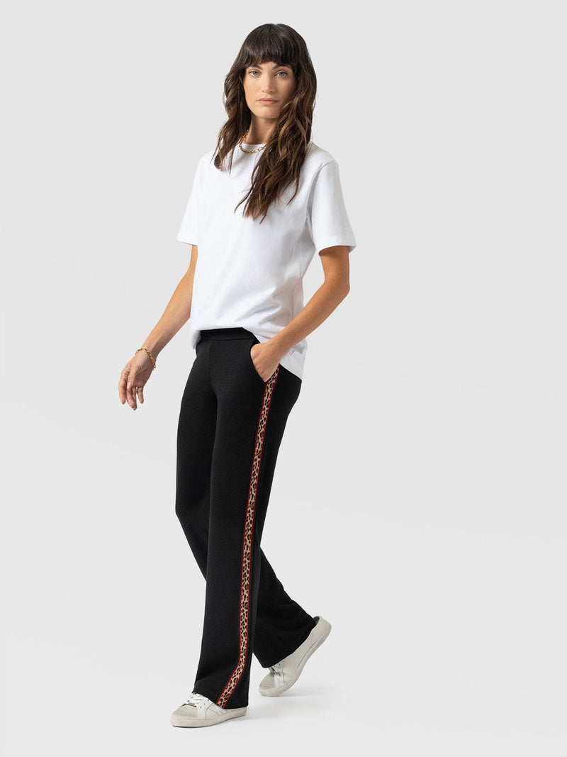 Runway Pant Black Leopard - Women's Trousers | Saint + Sofia® UK
