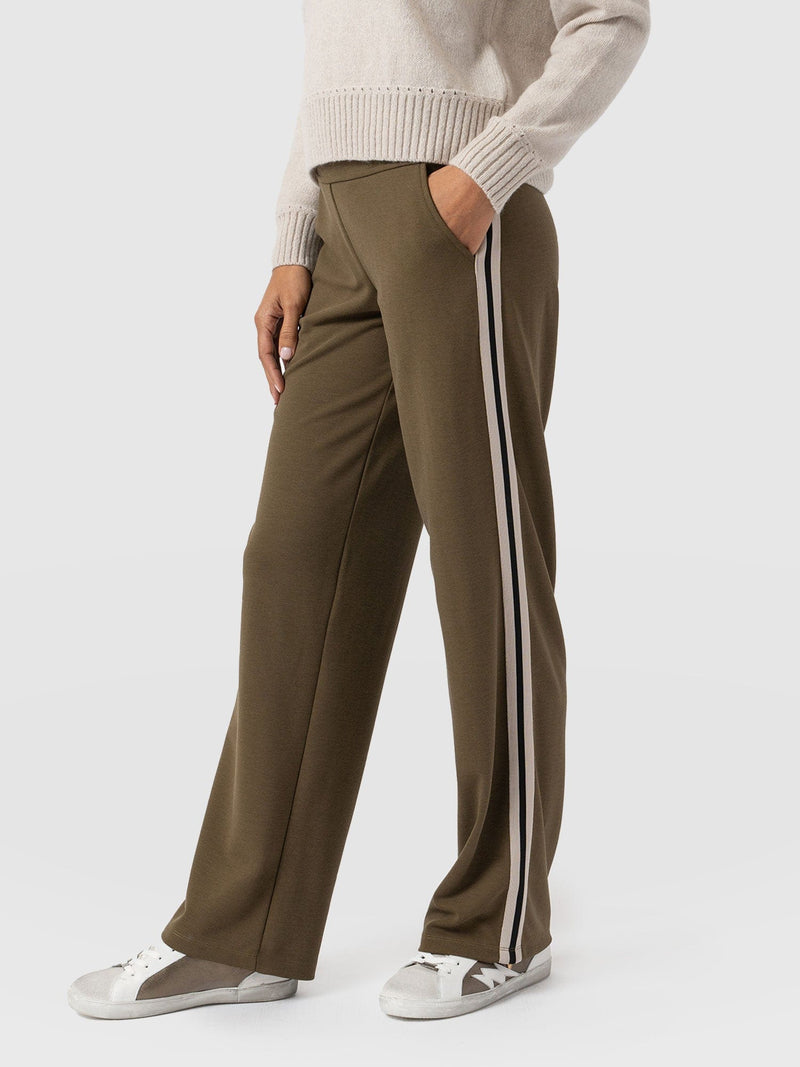 Runway Pant - Khaki - Cream Stripe