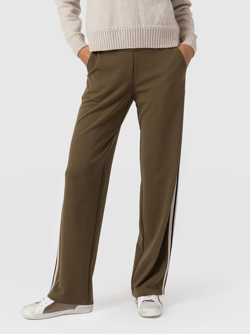 Runway Pant - Khaki - Cream Stripe