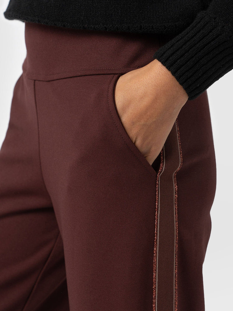 Runway Pant - Maroon - Bronze Stripe