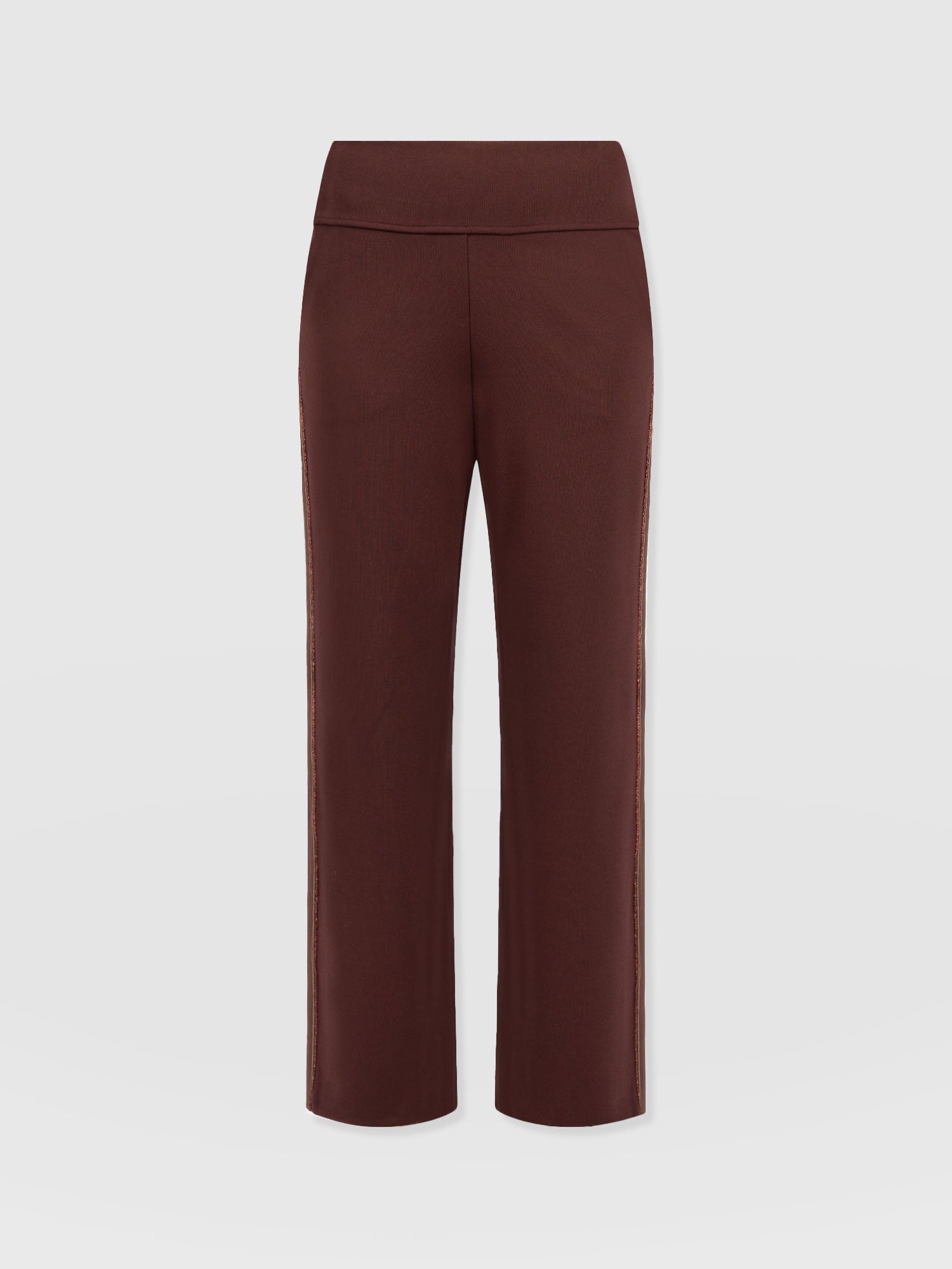 Runway Pant Bottle Maroon with Bronze Stripe - Women's Trousers | Saint + Sofia® UK