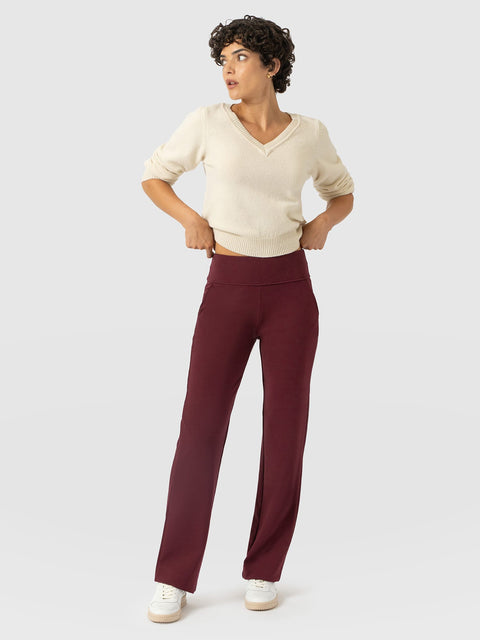 Runway Pant Burgundy - Women's Trousers | Saint and Sofia® UK