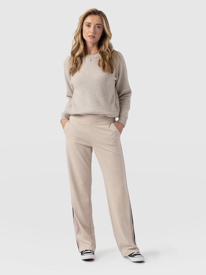 Runway Pant-Light Beige-Black/Cream Stripe