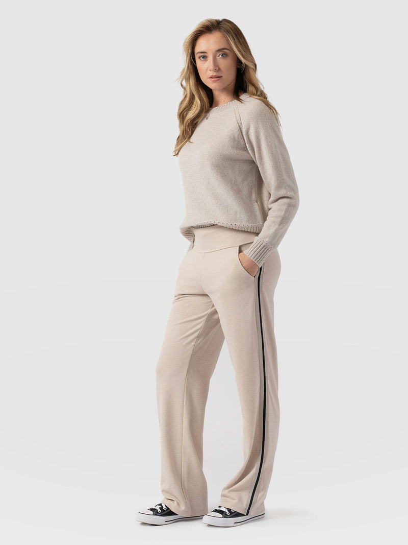 Runway Pant - Light Beige - Gold Lurex Stripe