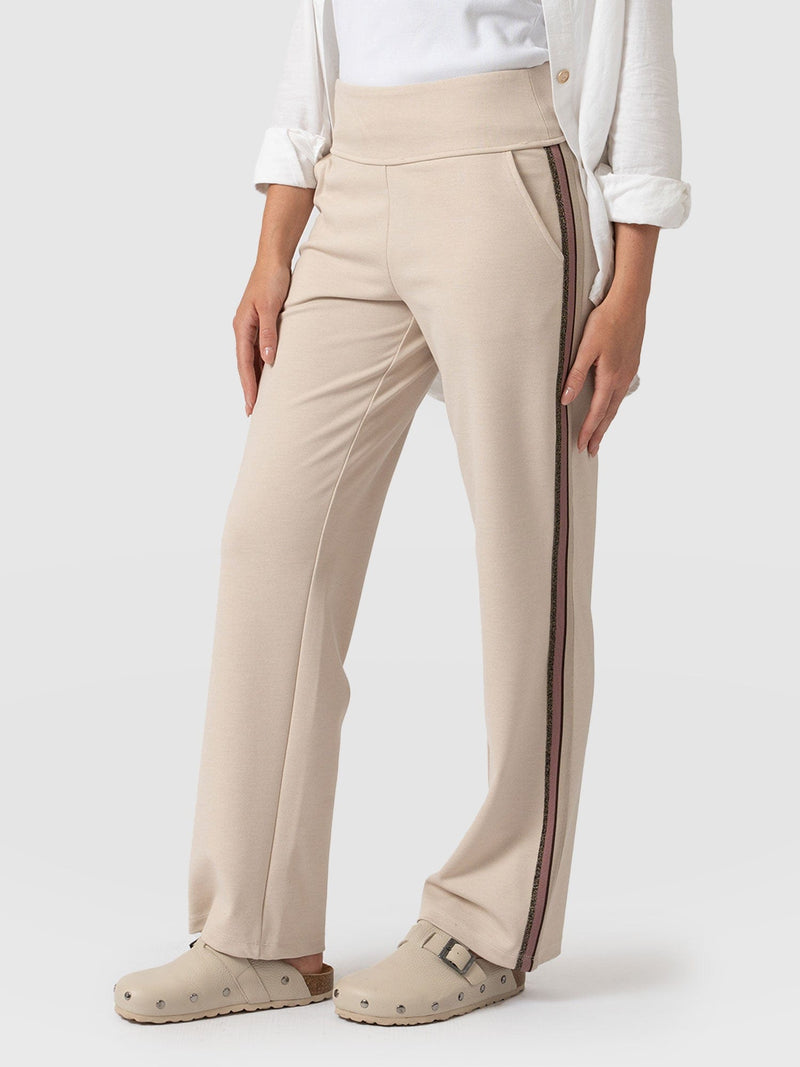 Runway Pant - Light Beige - Gold Lurex Stripe