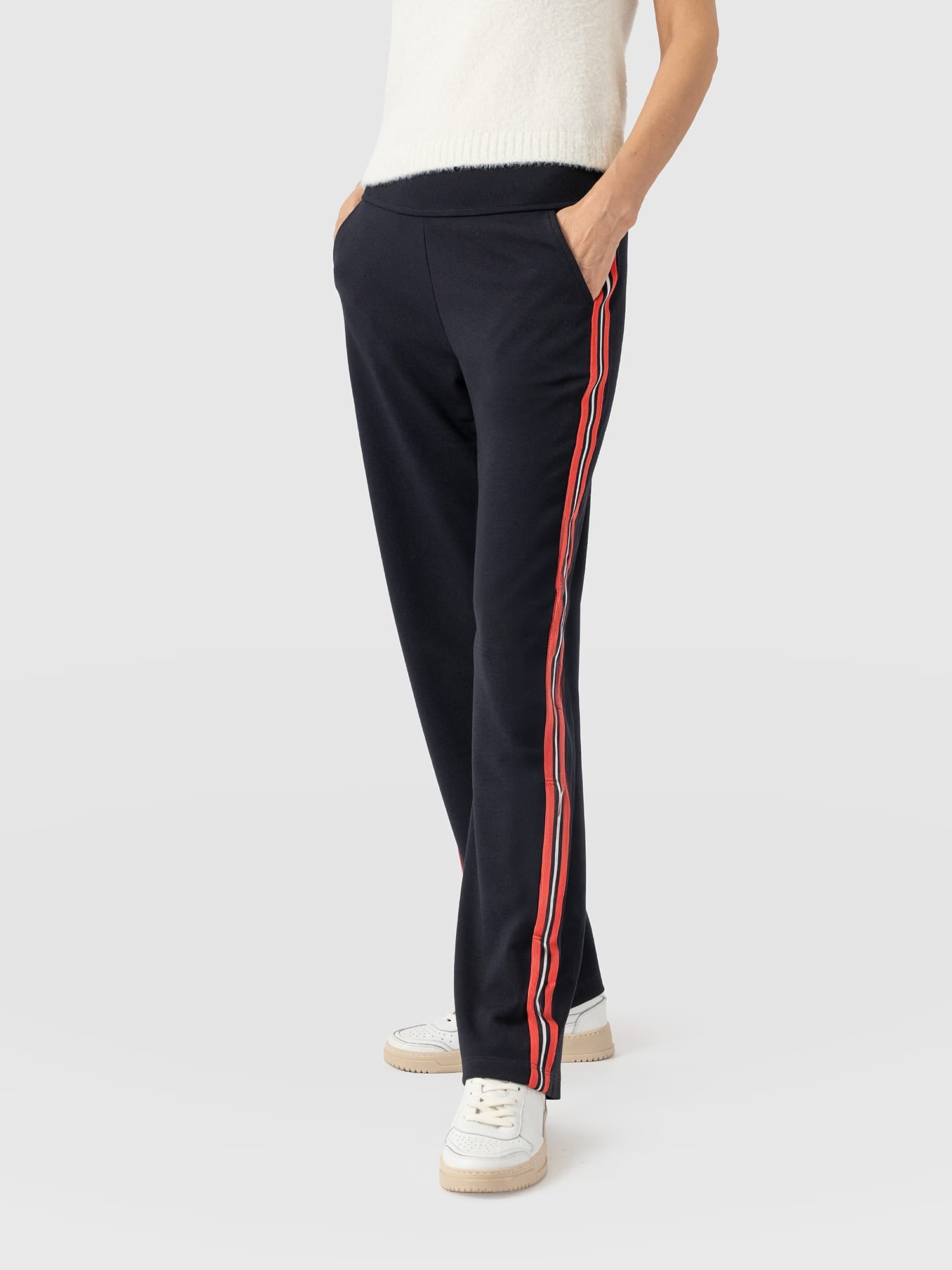 Runway Pant - Navy Red Stripe