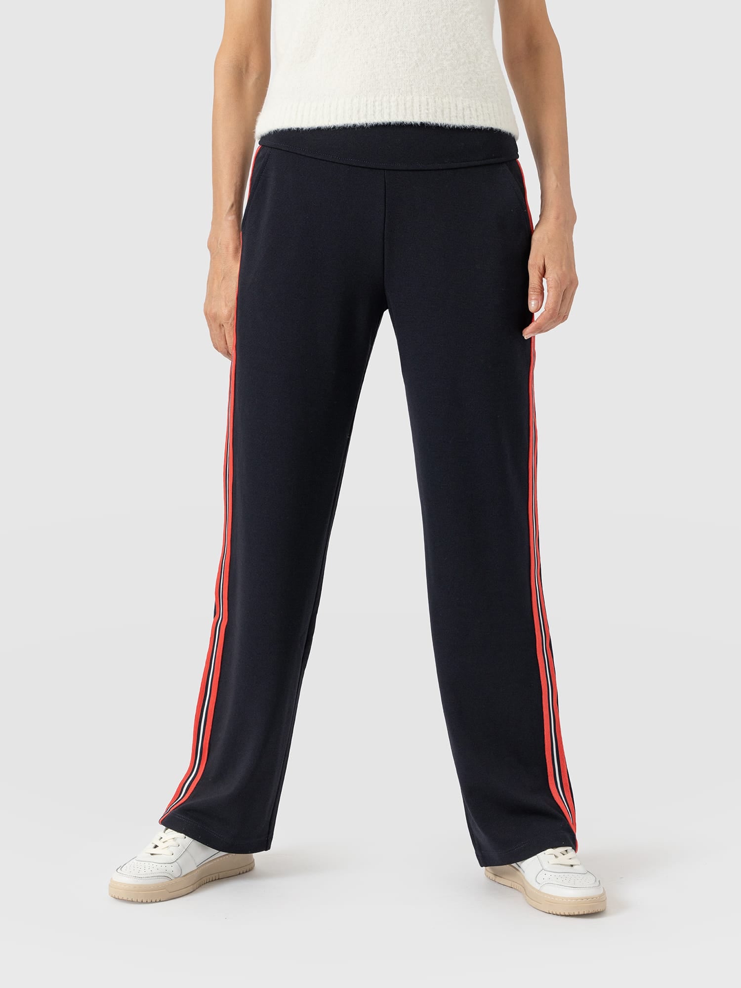 Runway Pant - Navy Red Stripe
