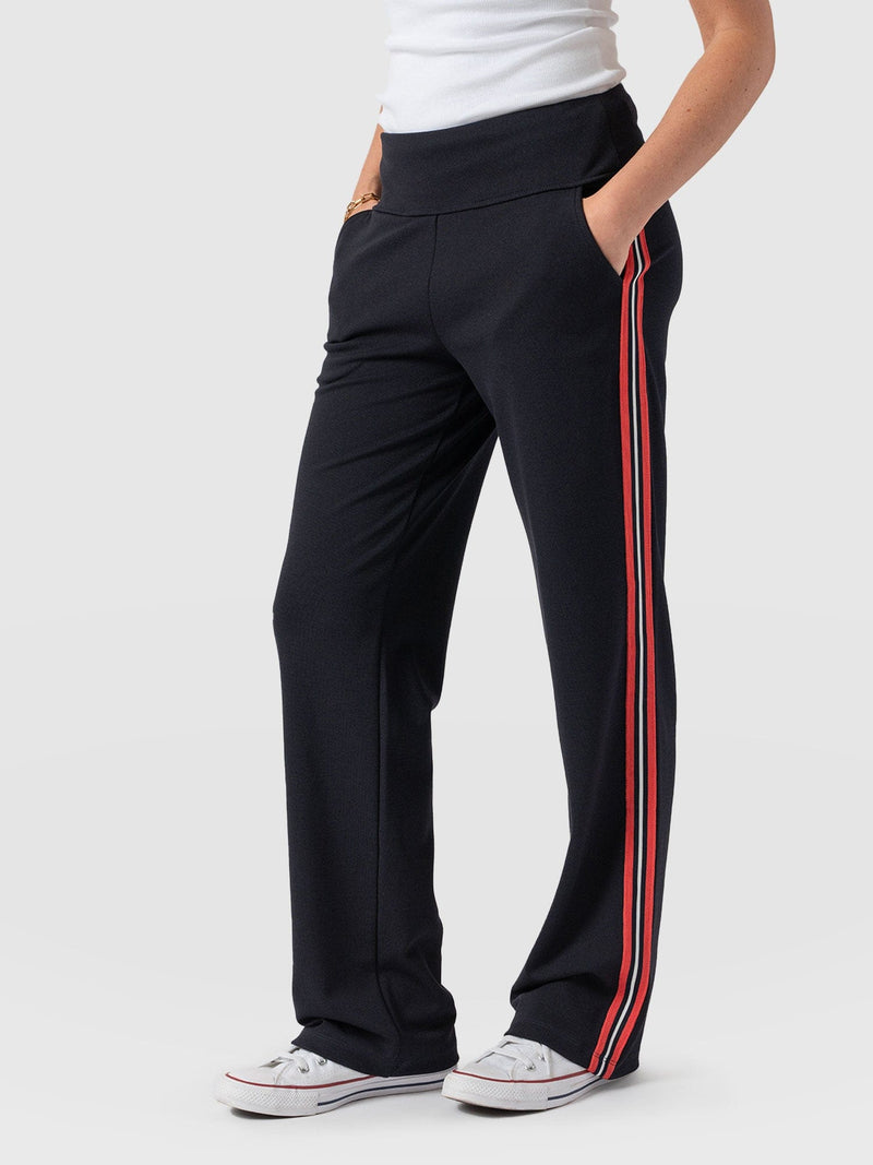 Runway Pant - Navy Red Stripe