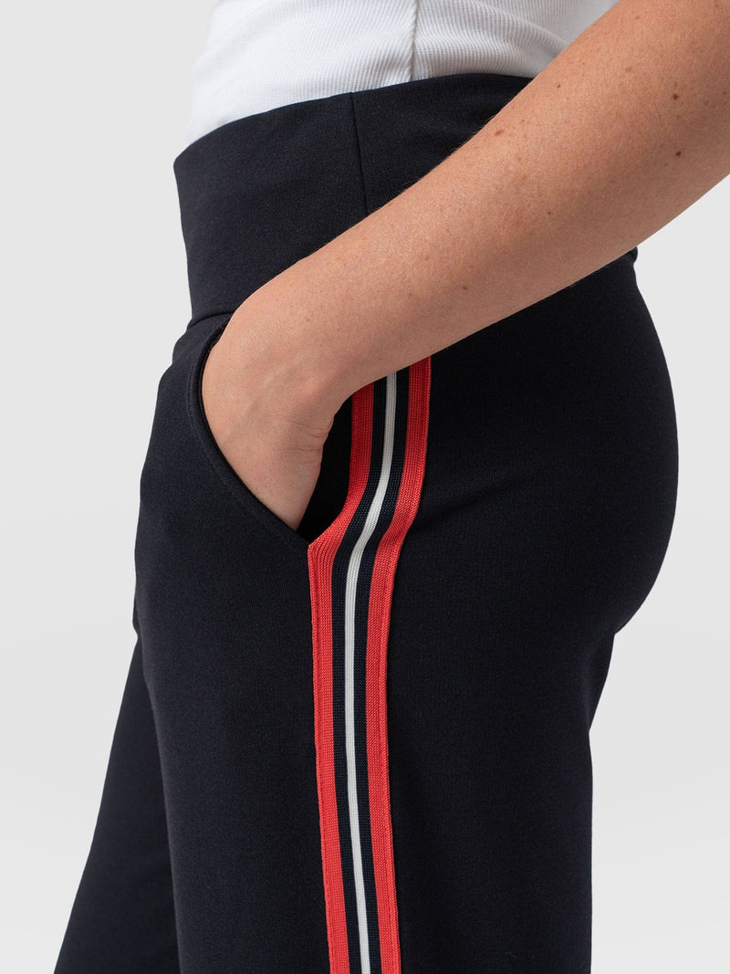 Runway Pant - Navy Red Stripe