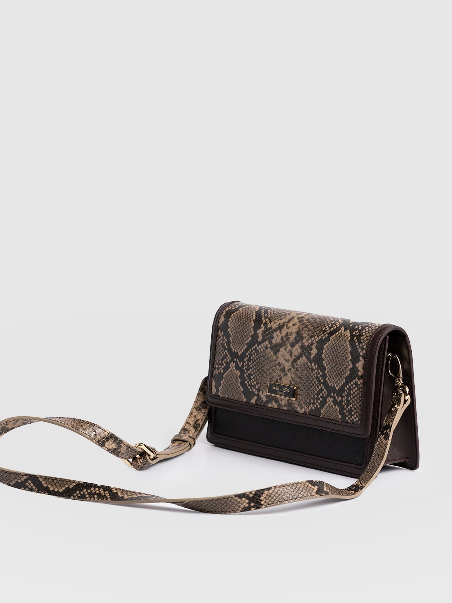 Rylee Cross Body Bag Brown Snake - Women's Cross-body Bag | Saint + Sofia® UK