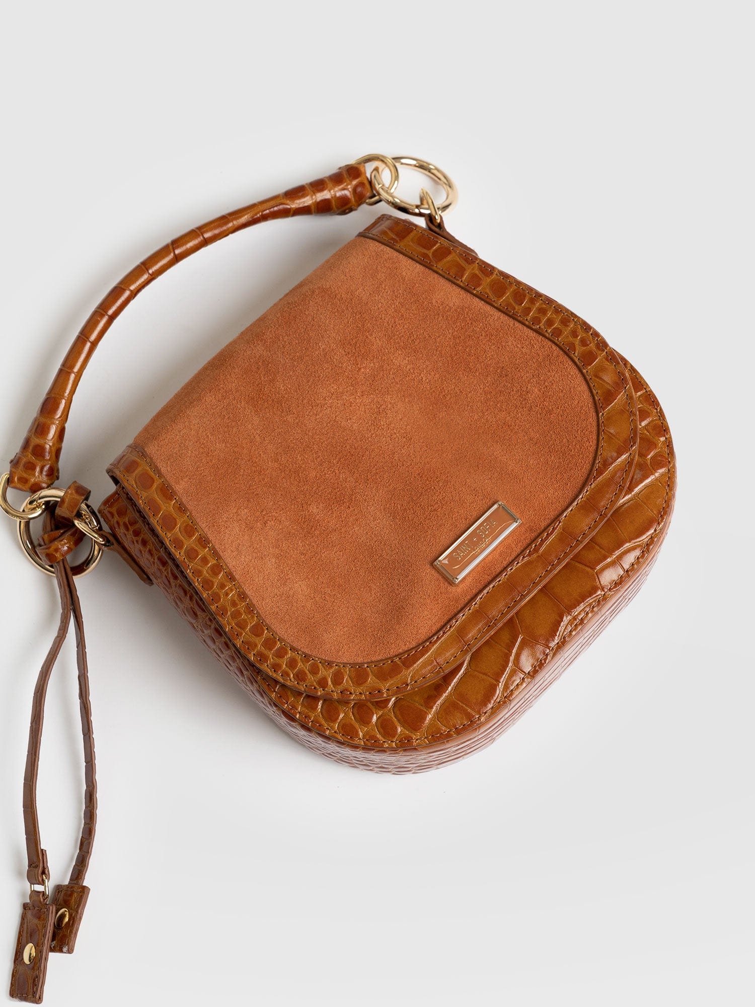 Saddle Bag Brown Croc - Women's Handbag | Saint + Sofia® UK