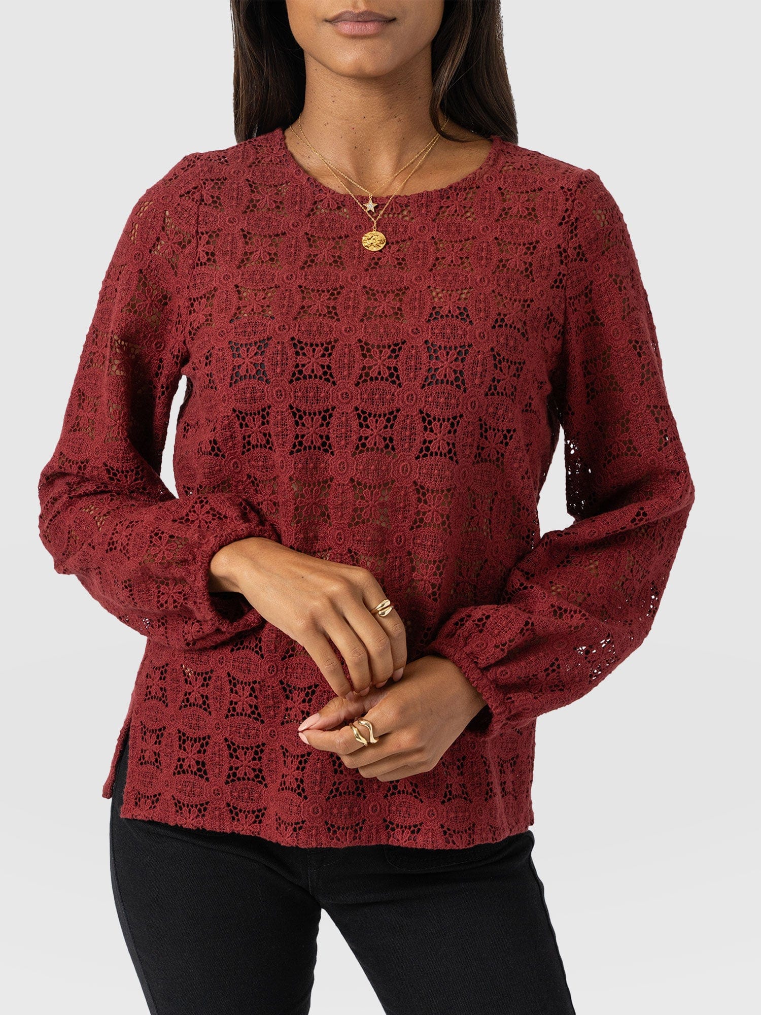 Sadie Blouse - Burgundy - Women's Blouses | Saint + Sofia® UK