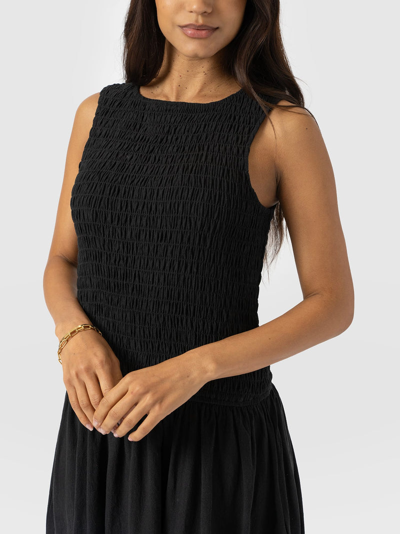 Sadie Shirring Dress - Black