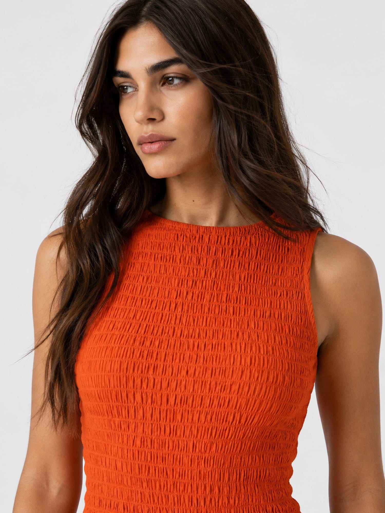 Sadie Shirring Dress - Burnt Orange - Women's Dresses | Saint and Sofia® UK