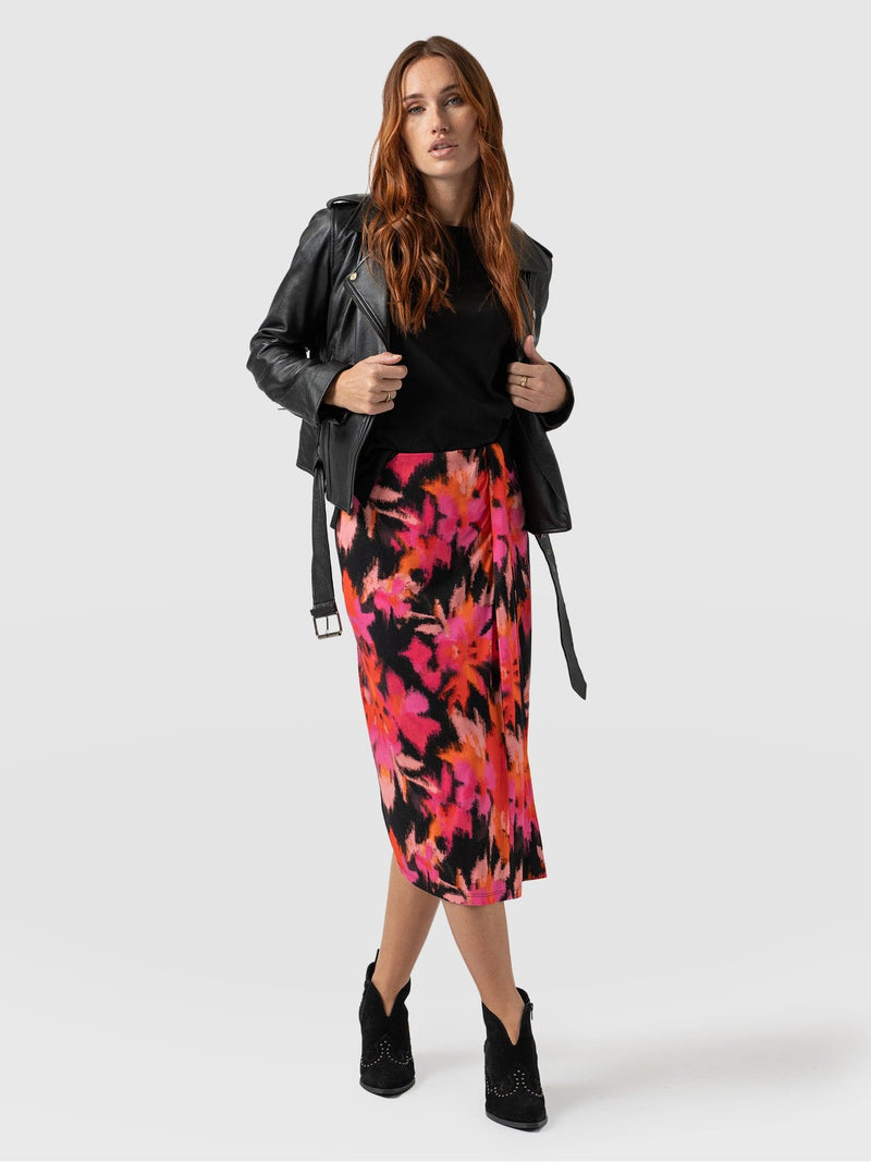 Salina Draped Skirt  - Black Soft Focus