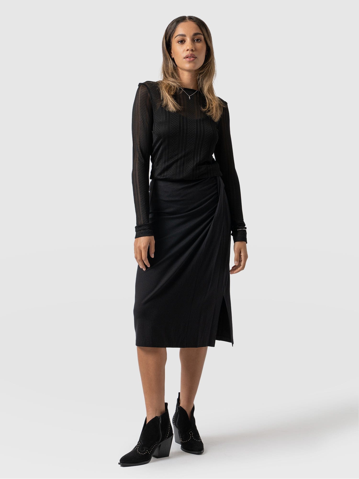 Salina Draped Skirt  - Black