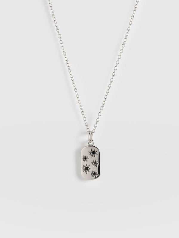 Scatter Star Charm Necklace - Silver/Black