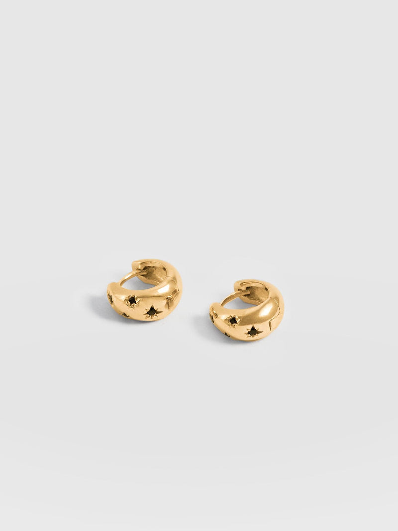 Scatter Star Huggie Earrings - Gold/Black