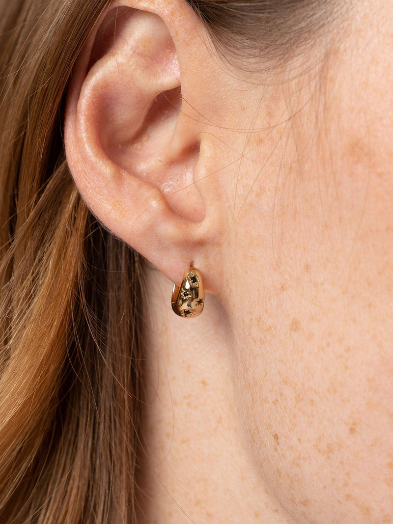 Scatter Star Huggie Earrings - Gold/Black