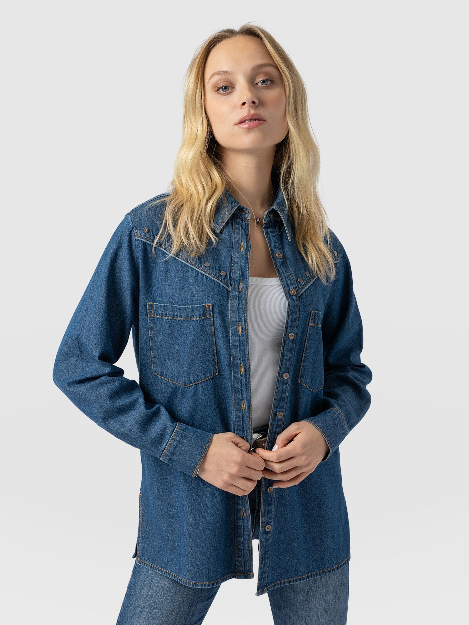 Sidney Denim Shirt - Mid Blue