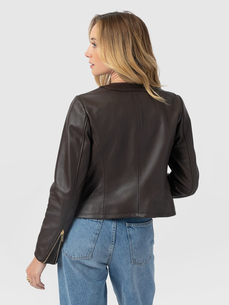 Skye Jacket - Chocolate - Women's Leathers | Saint + Sofia® UK