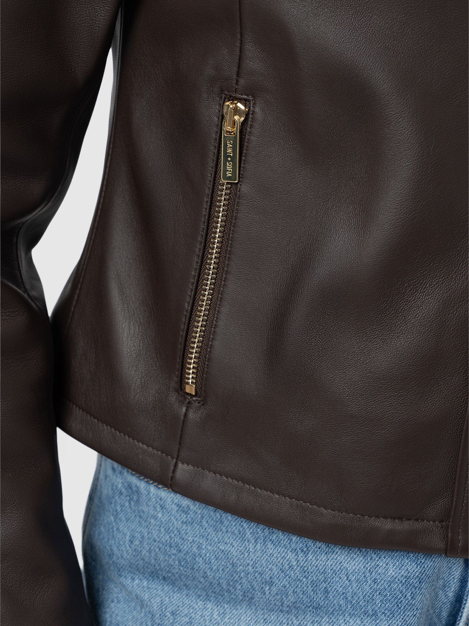 Skye Jacket - Chocolate - Women's Leathers | Saint + Sofia® UK