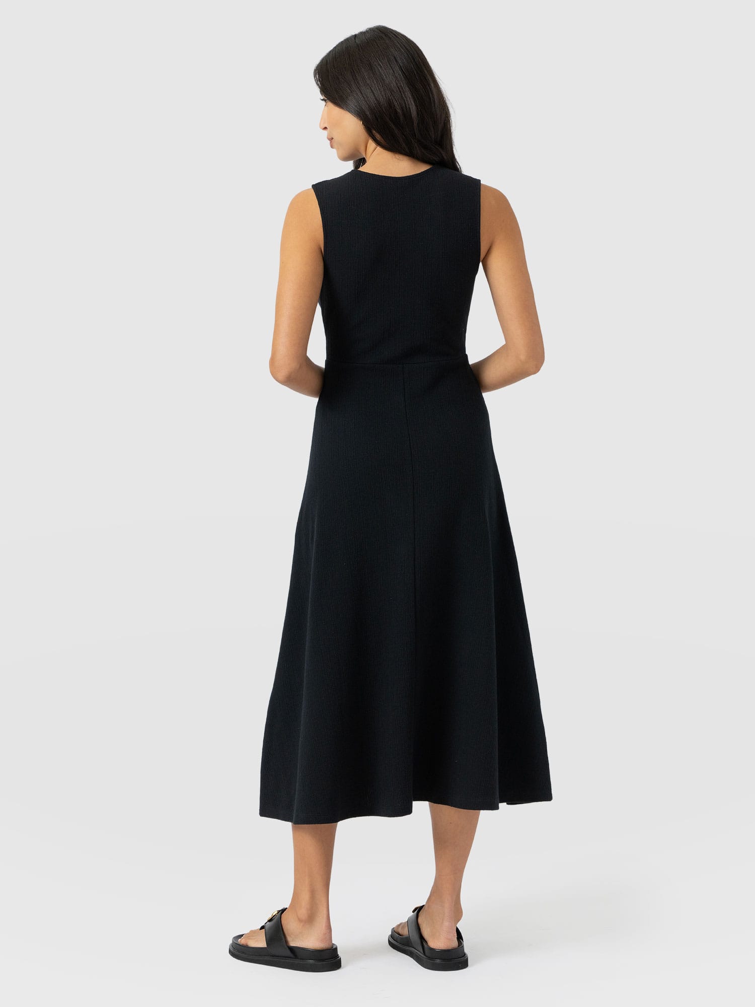 Sleeveless Maggie Wrap Dress - Black Textured - Women's Dresses | Saint + Sofia® UK