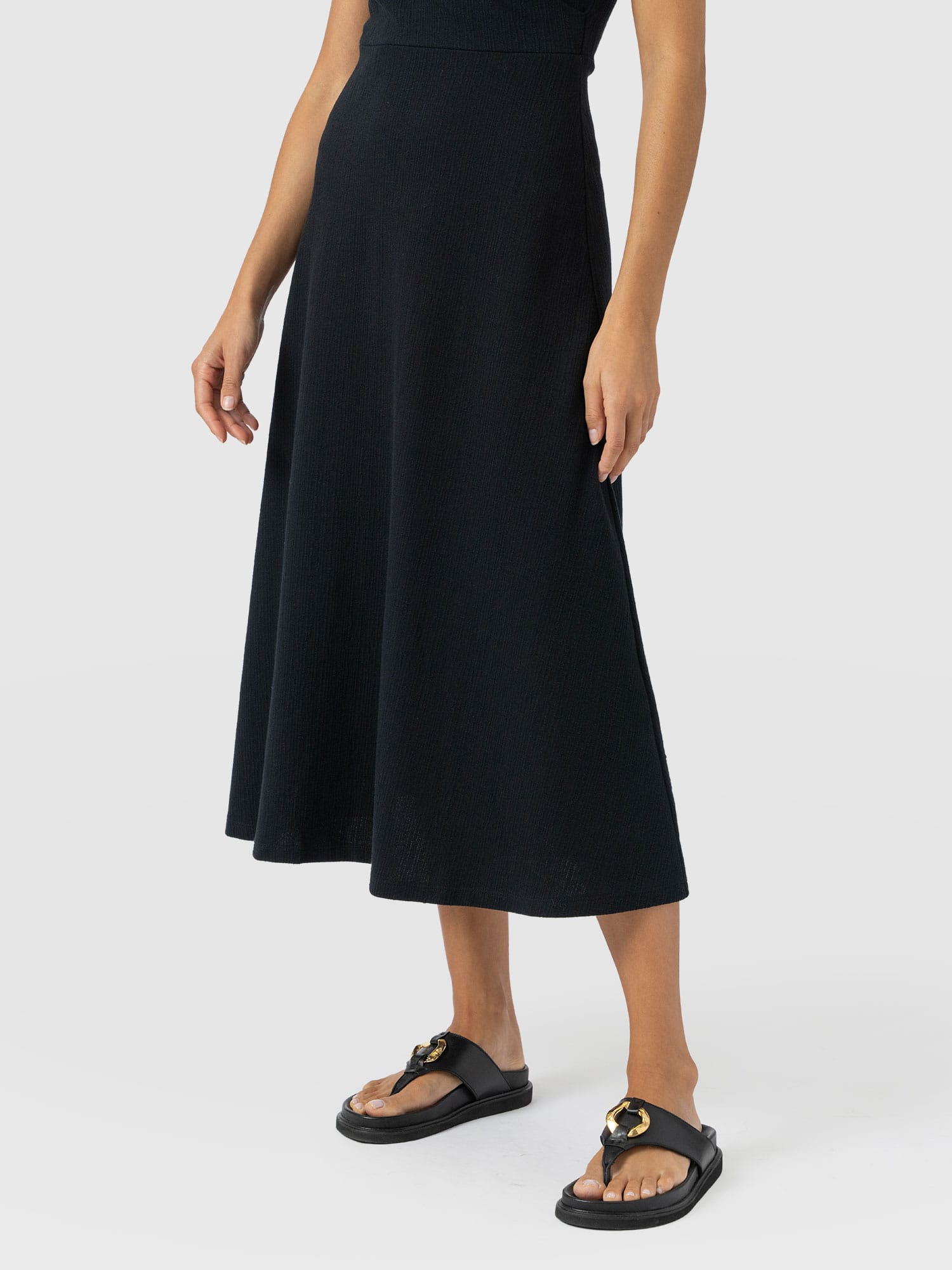 Sleeveless Maggie Wrap Dress - Black Textured