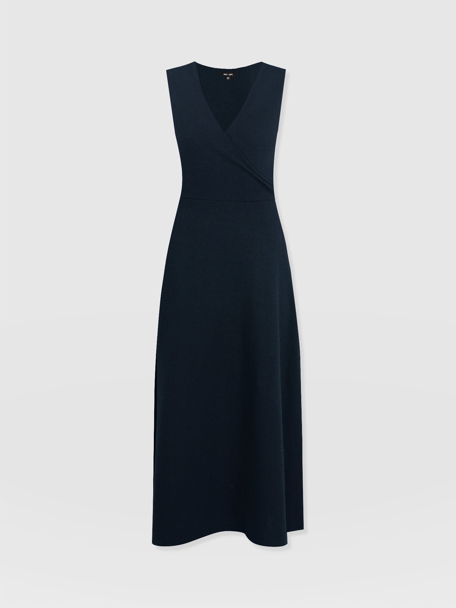 Sleeveless Maggie Wrap Dress - Navy Textured