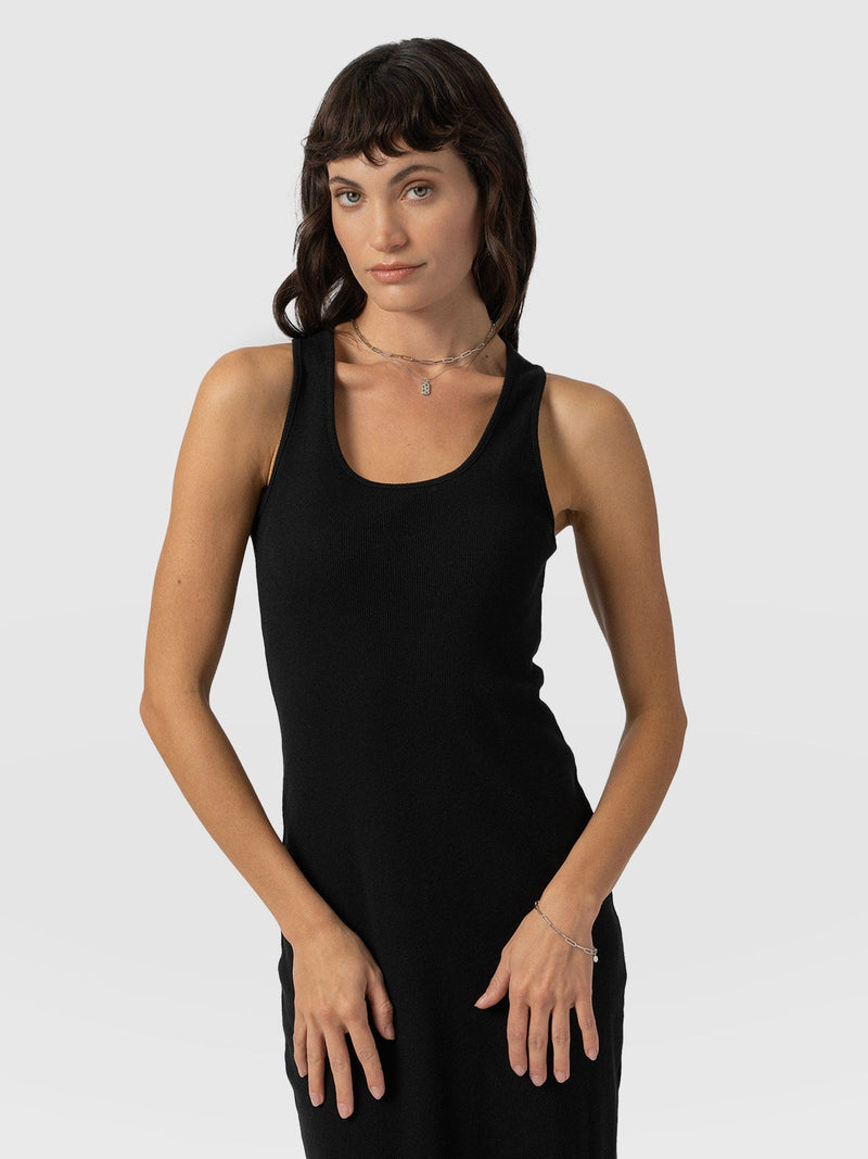 Sleeveless Rib Dress - Black