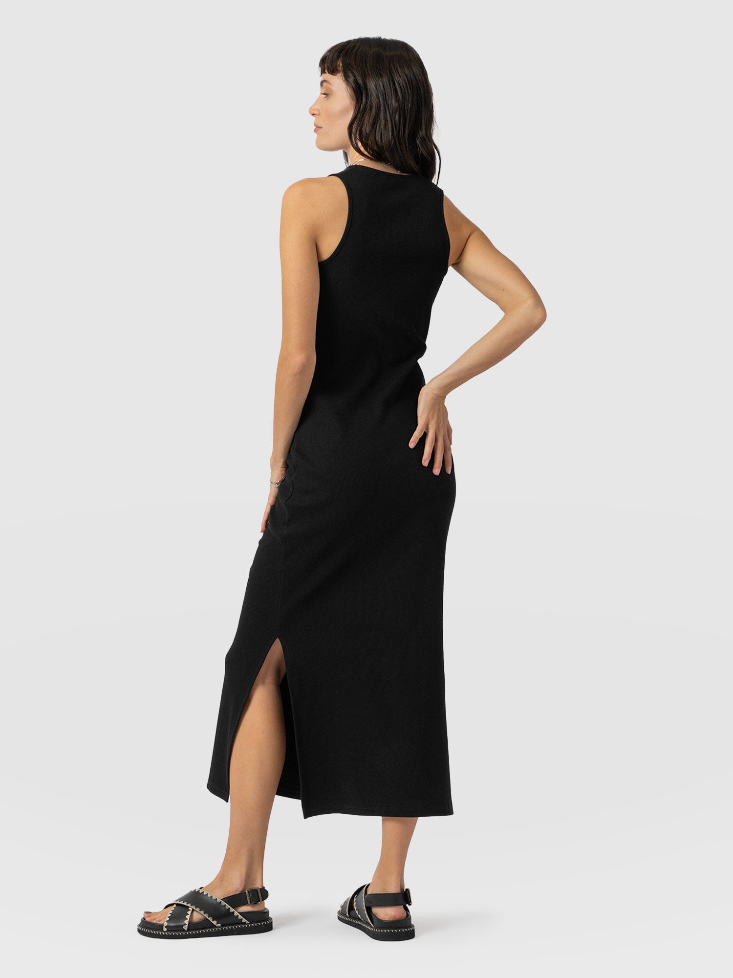 Sleeveless Rib Dress Black - Women's Dresses | Saint + Sofia® UK