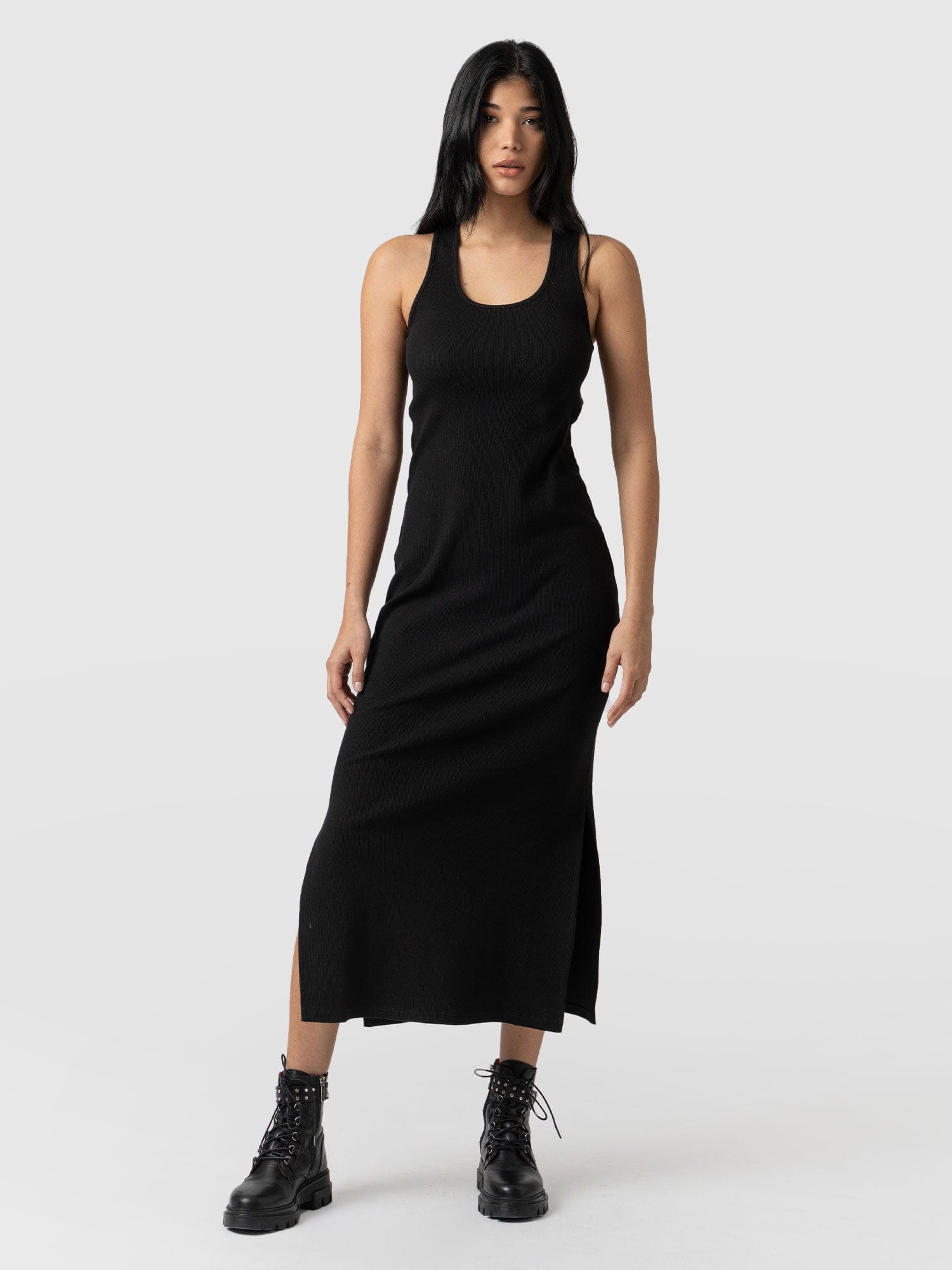 Long black discount sleeveless maxi dress