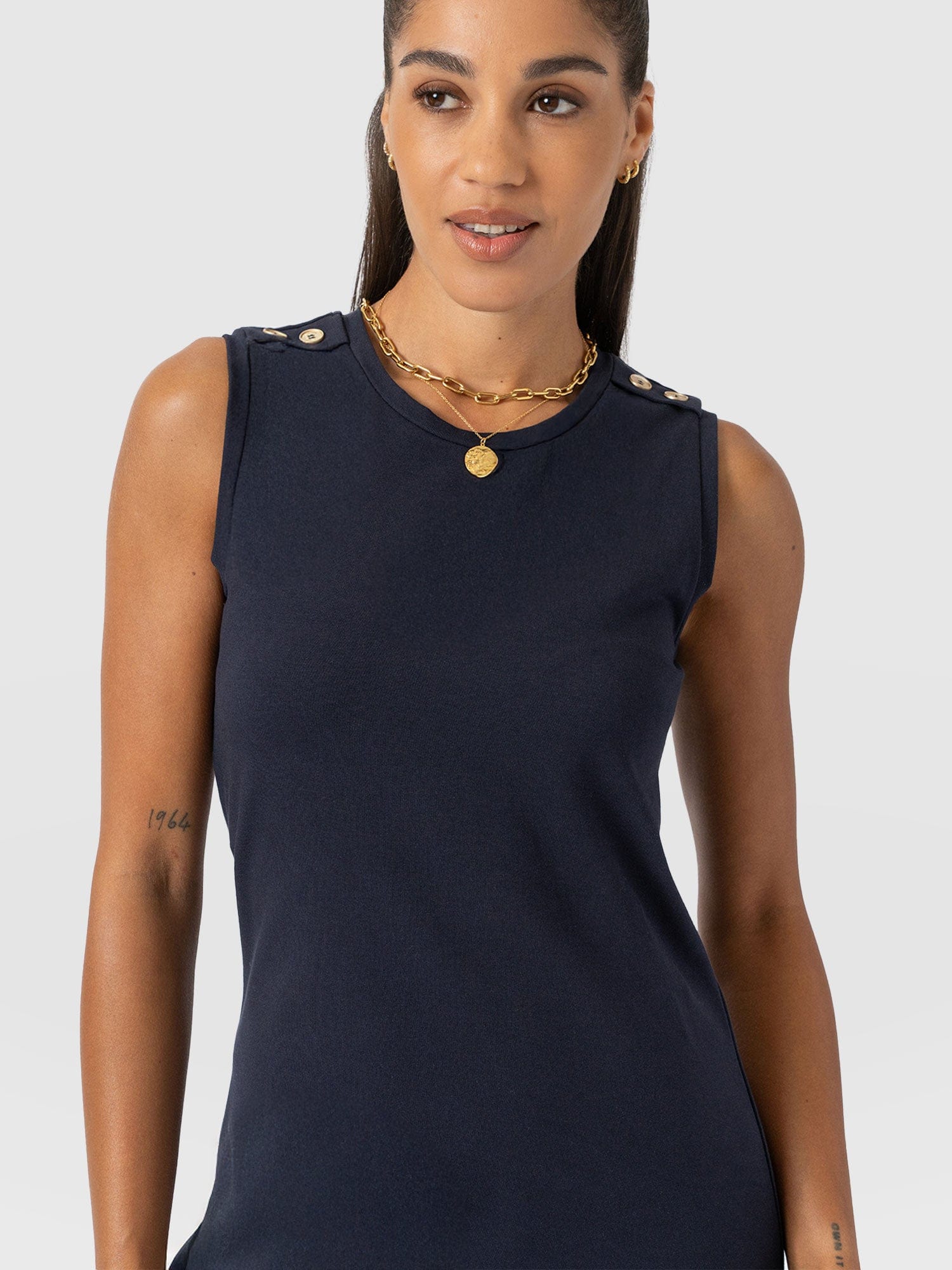 Sleeveless Runway Maxi Dress - Navy