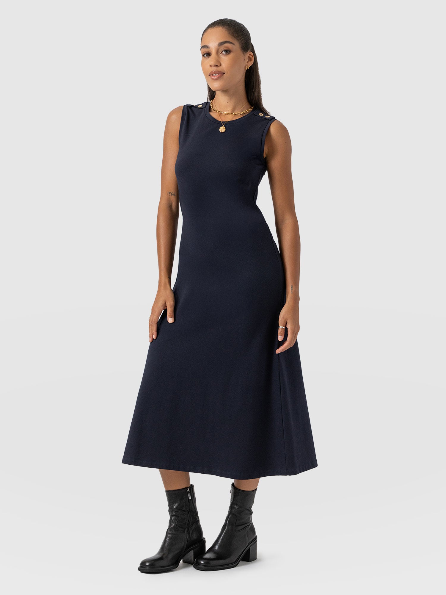 Sleeveless Runway Maxi Dress - Navy