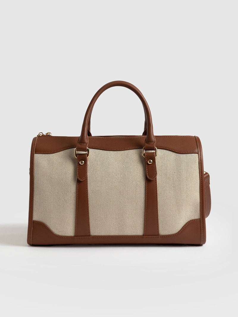 Sloane Medium Duffle Bag - Brown/Cream