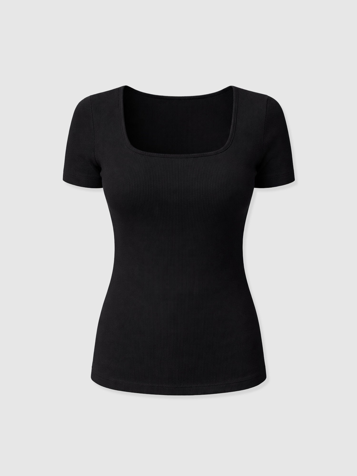 Sloane Ribbed Short Sleeve Tee - Black - Women's T-shirts | Saint + Sofia® UK