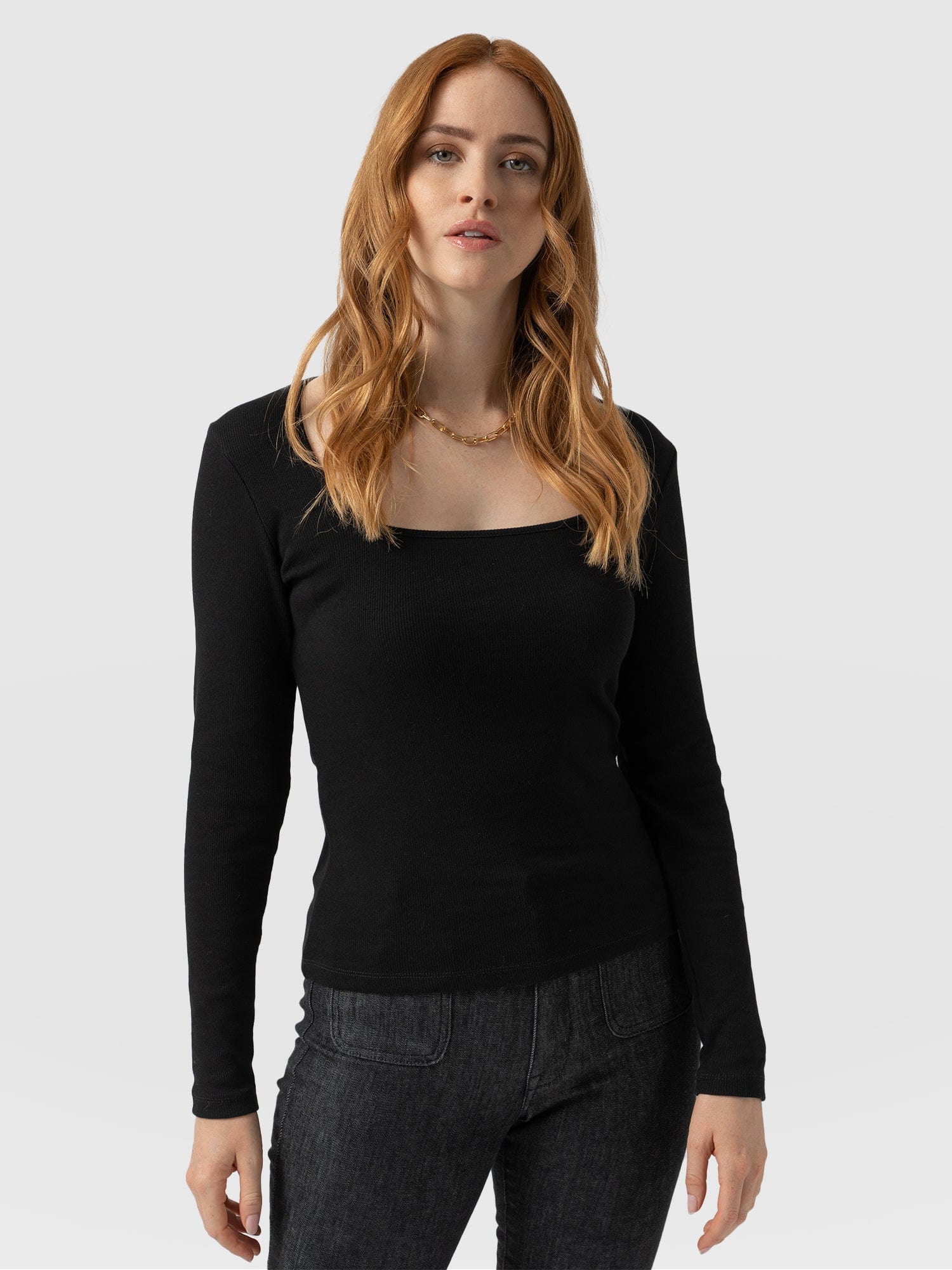 Sloane Ribbed Top Black - Women's Tops | Saint + Sofia® UK