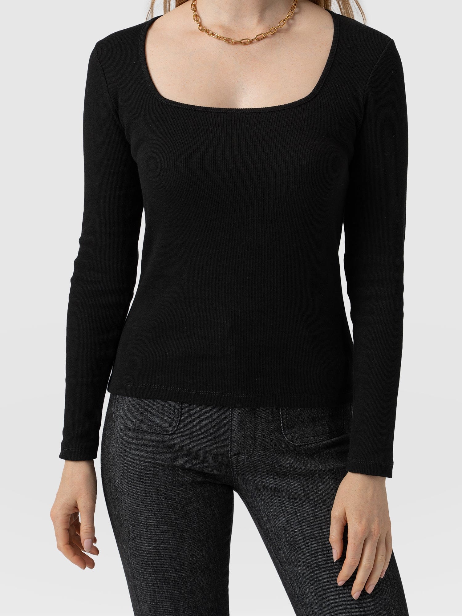 Sloane Ribbed Top Black - Women's Tops | Saint + Sofia® UK