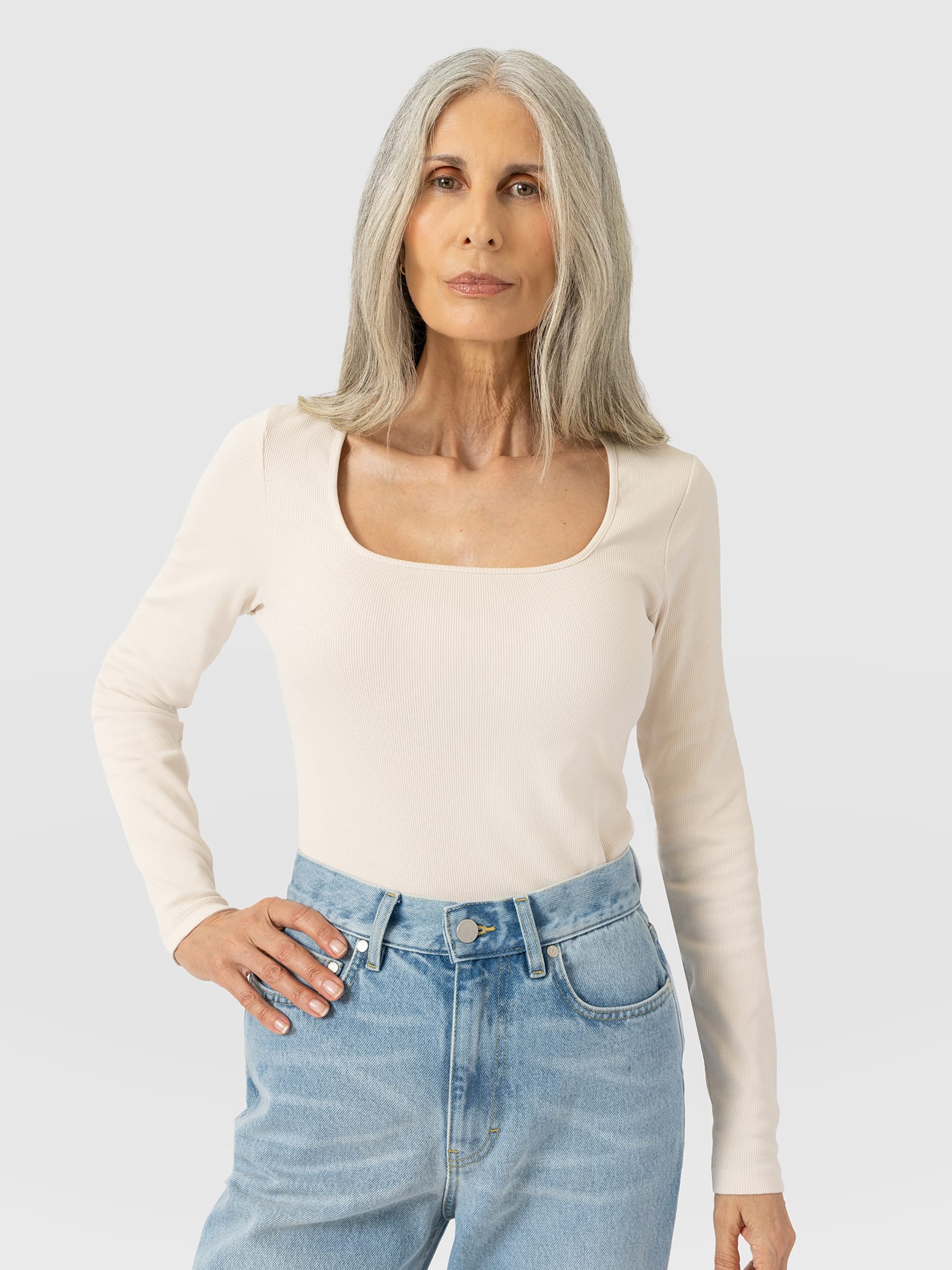 Sloane Ribbed Top - Cream