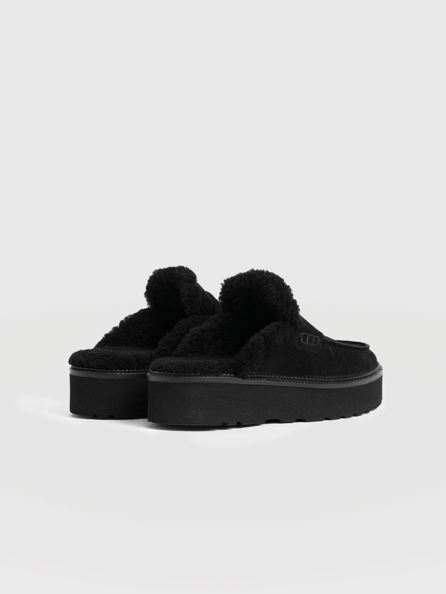 Sloane Shearling Clog - Black - Women's Shoes | Saint + Sofia® UK