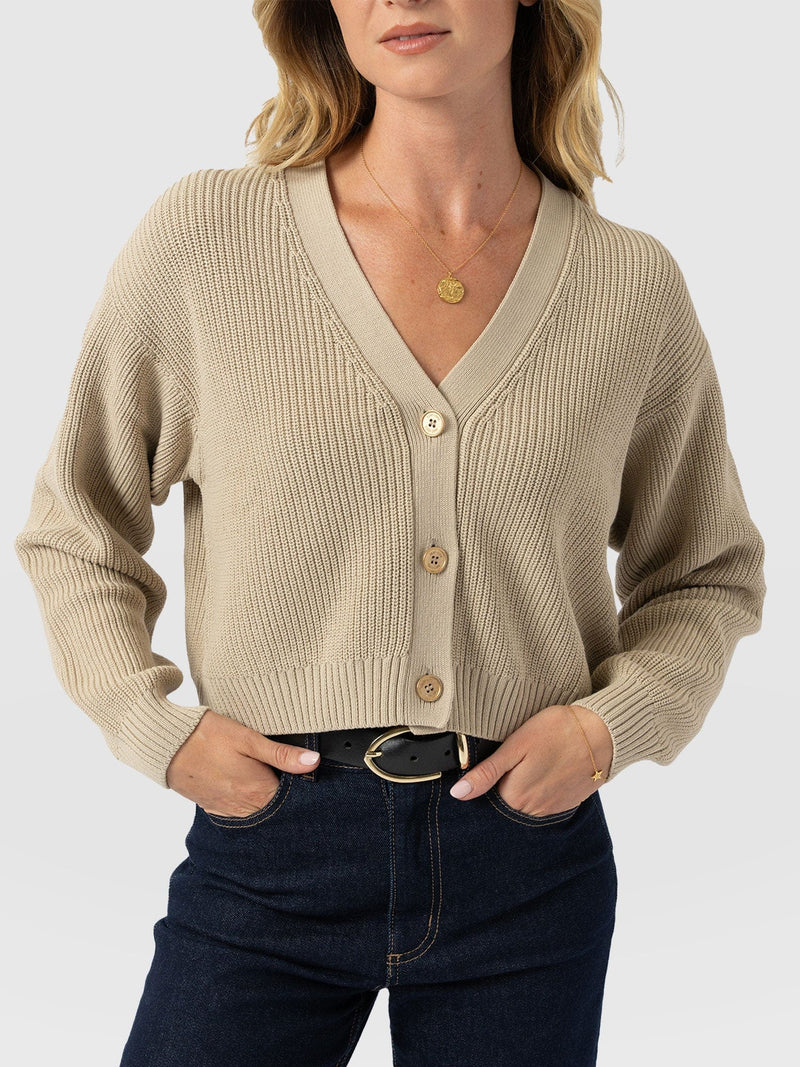 Soho Crop Cardigan - Beige