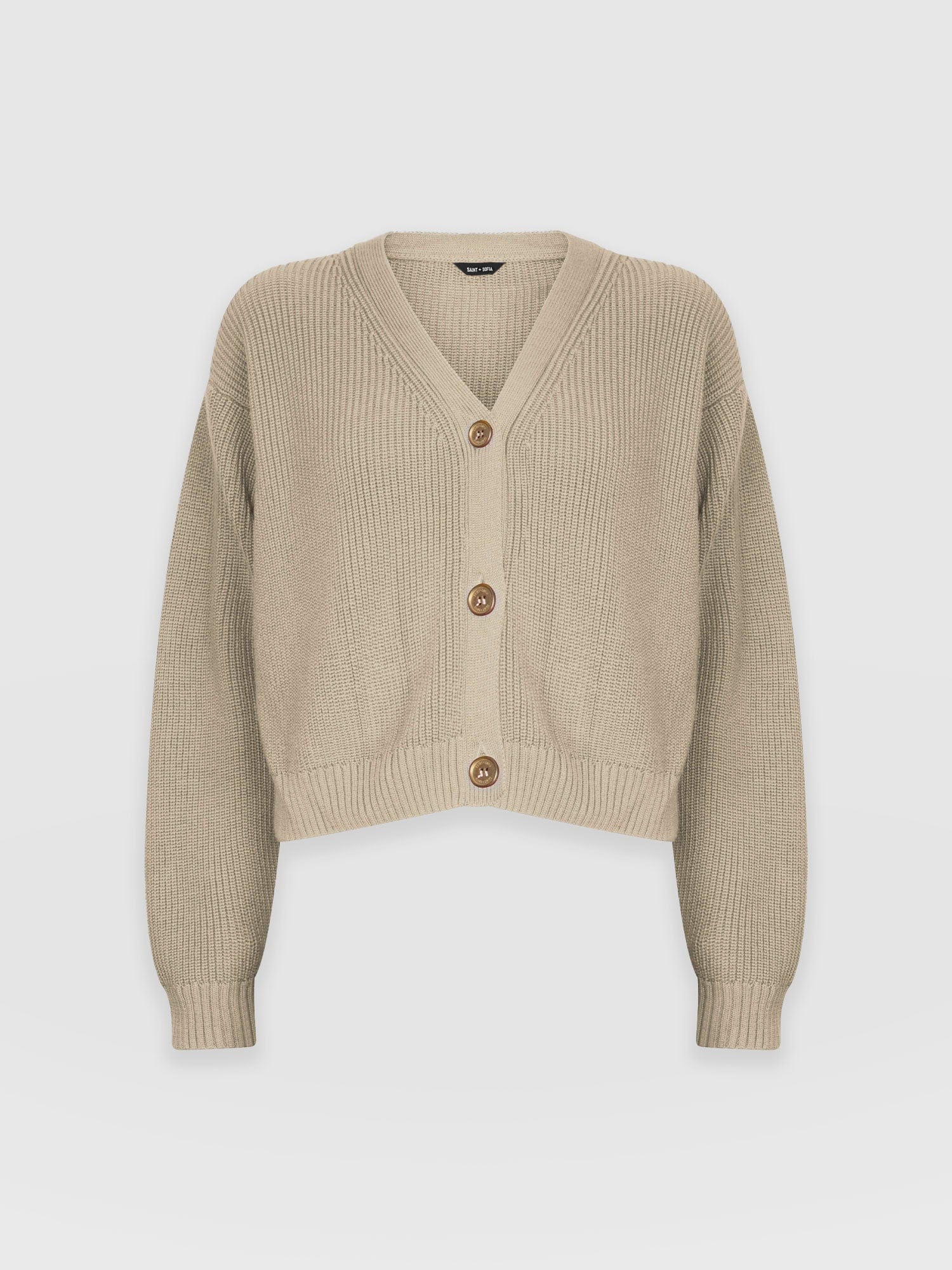 Soho Crop Cardigan Beige - Women's Cardigans | Saint + Sofia® UK