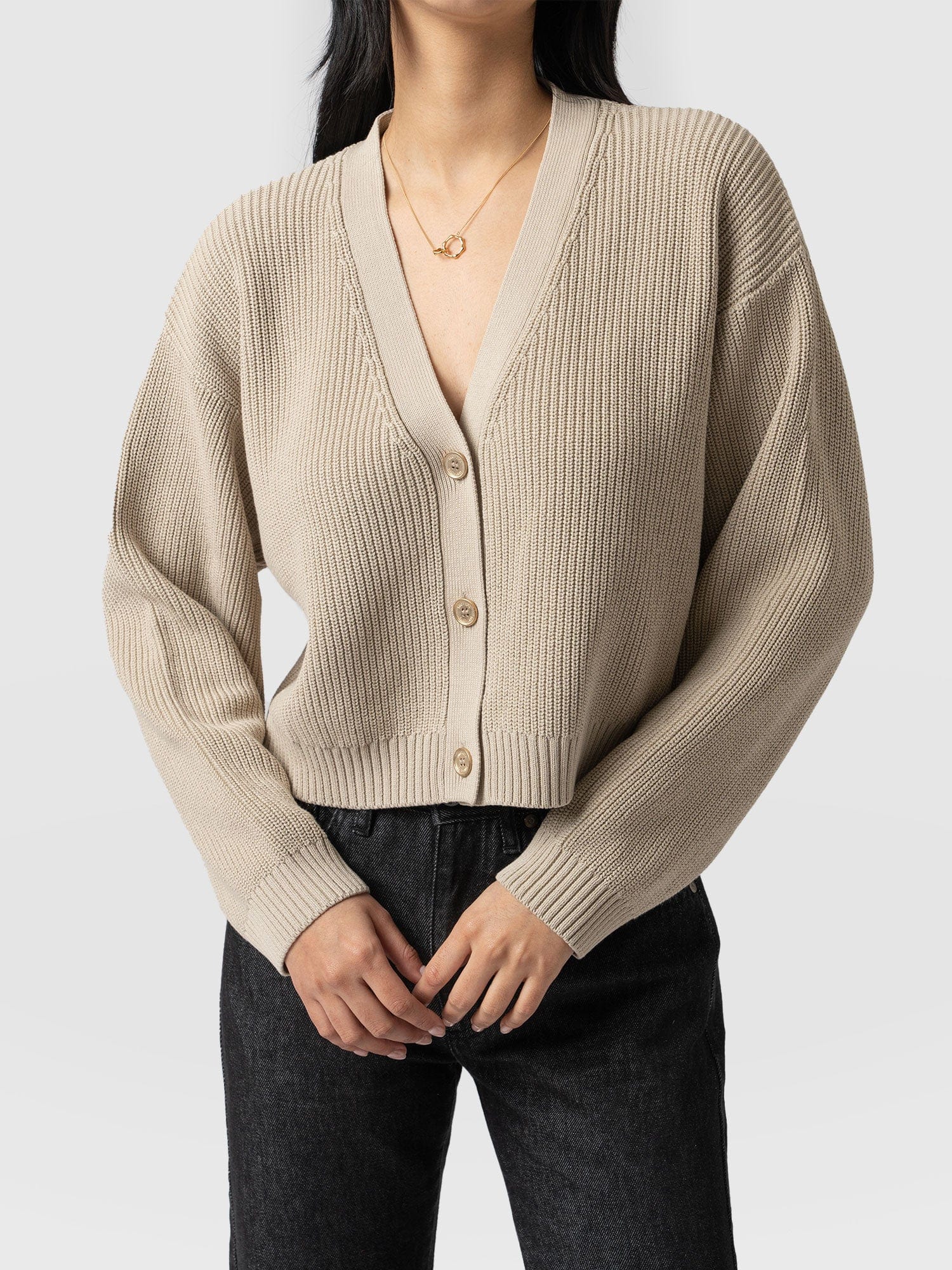 Soho Crop Cardigan Beige - Women's Cardigans | Saint + Sofia® UK ...