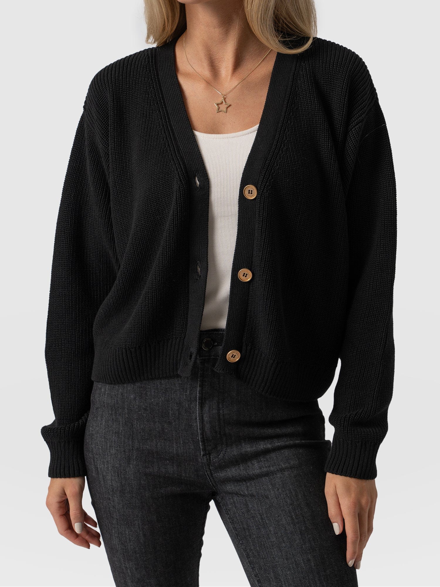 Soho Crop Cardigan Black - Women's Cardigans | Saint + Sofia® UK